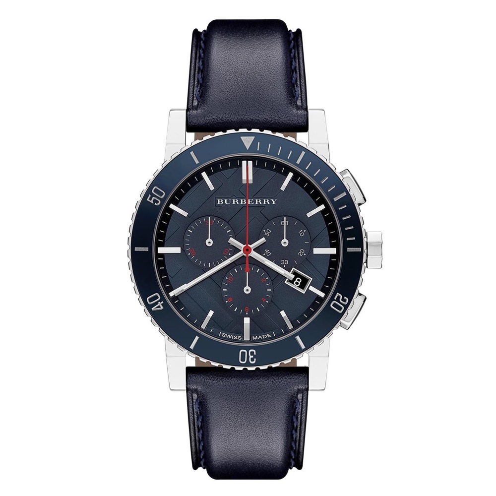 Authentic BURBERRY blue leather strap BU9382